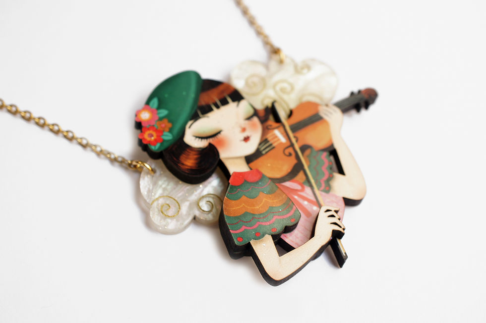 Thumbnail: Girl playing the violin Necklace 