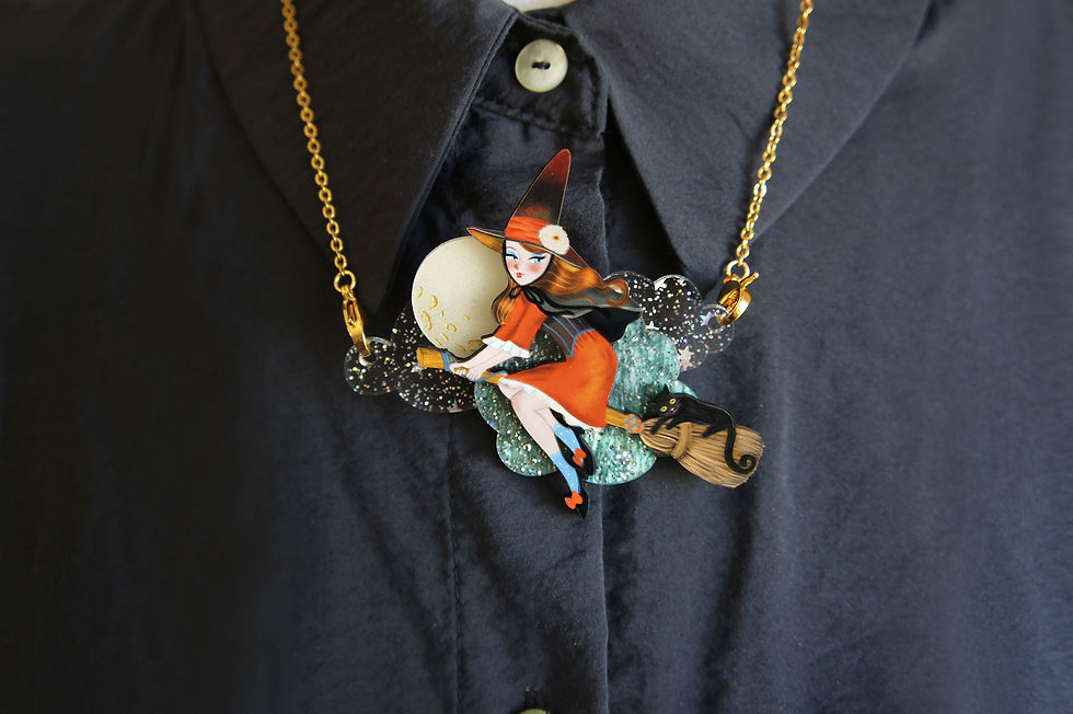 Thumbnail: Witch brooch and necklace 2 in 1!