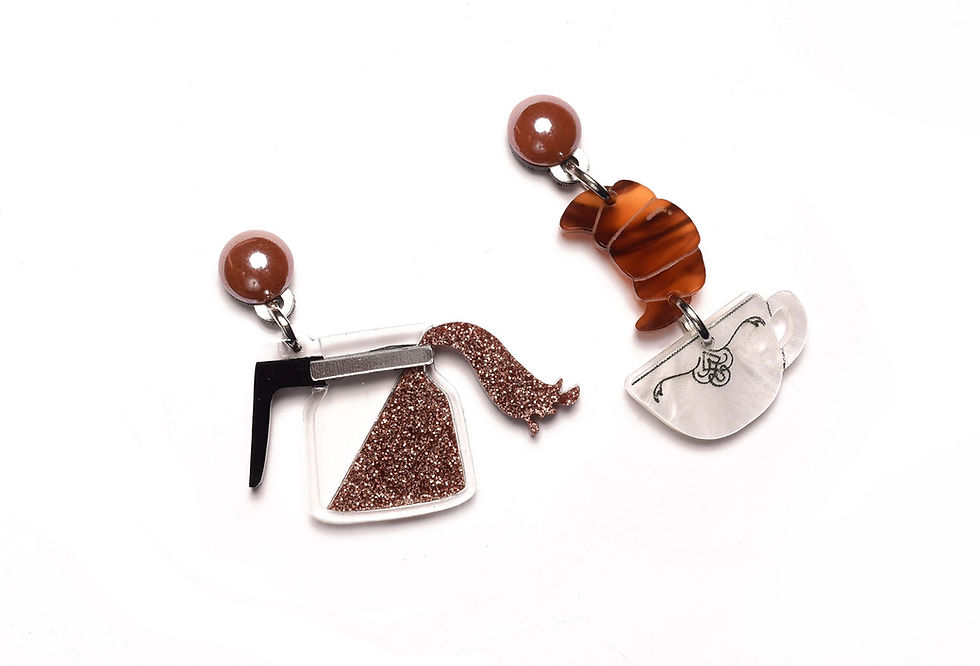 Thumbnail: Coffee with croissant earrings