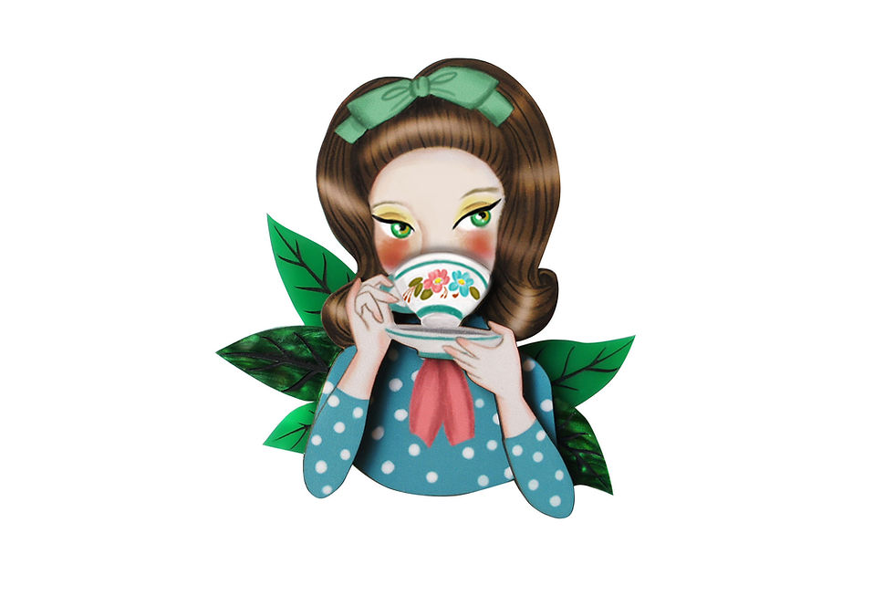 Thumbnail: Girl drinking tea brooch