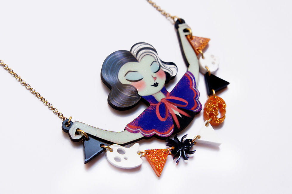 Miniatura: Collar Mujer con guirnalda de Halloween
