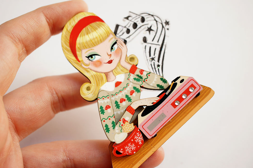 Miniatura: Broche chica con tocadiscos