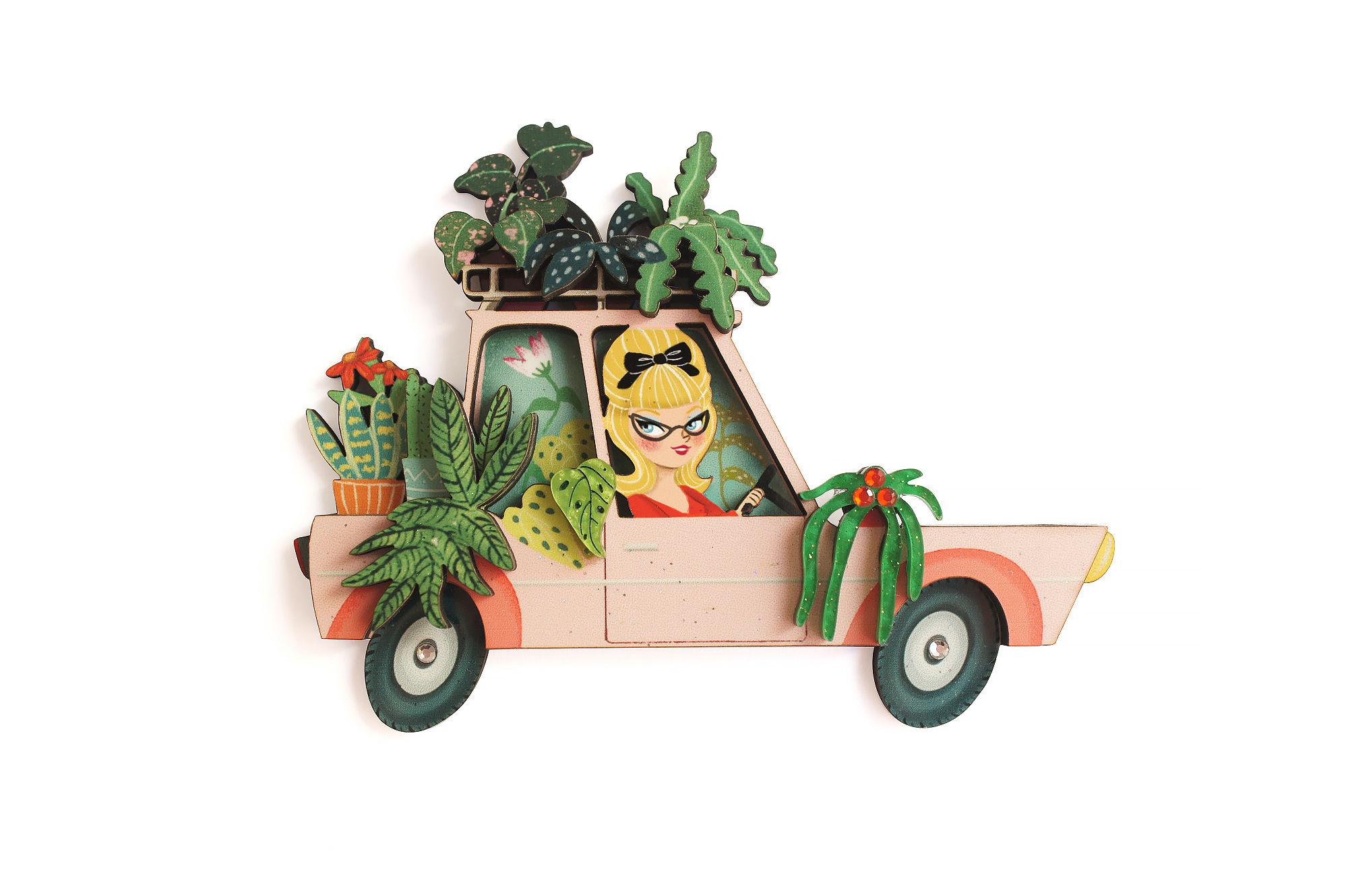 Broche coche jardín