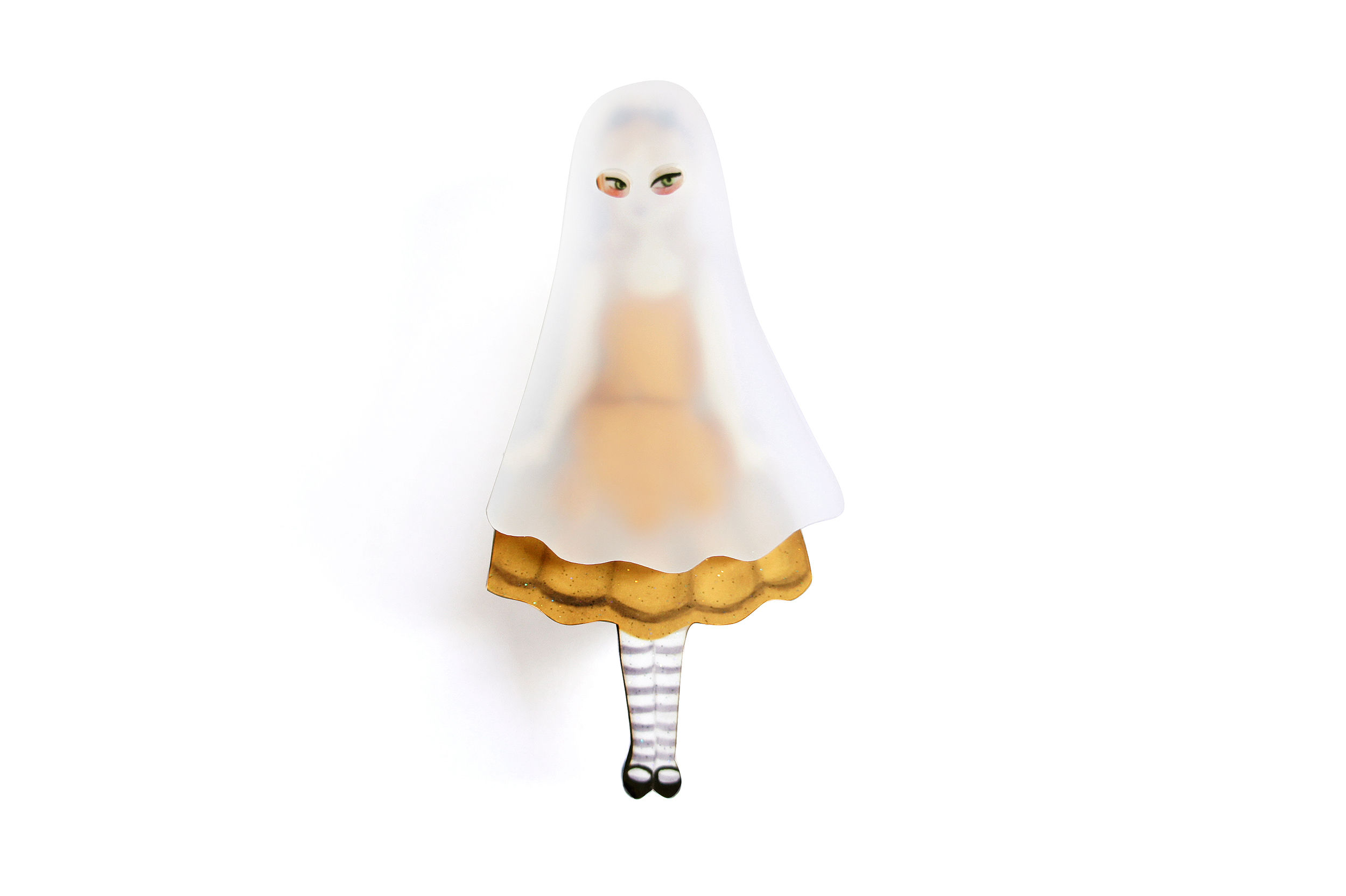 Ghost girl brooch
