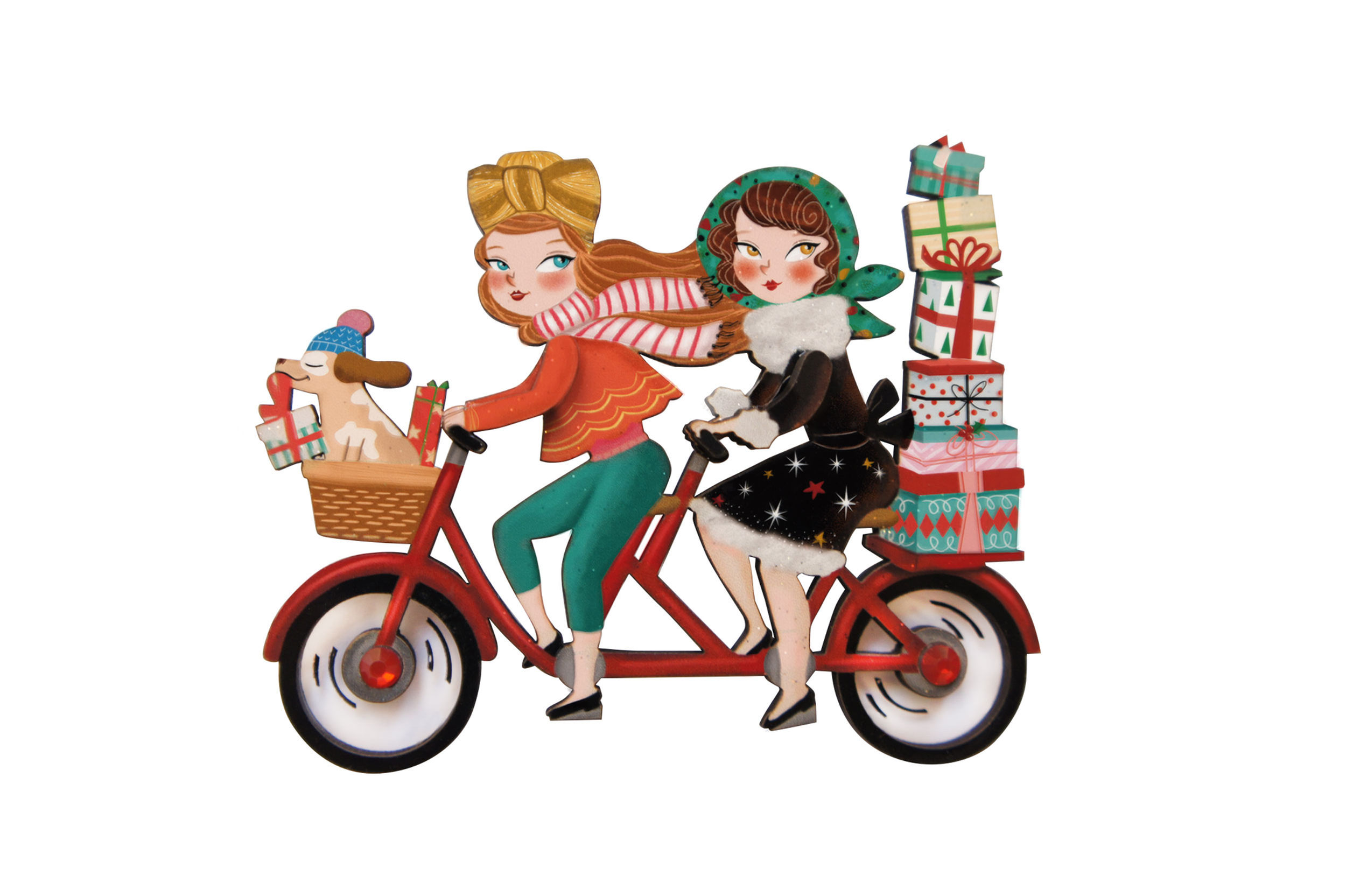 Broche Amigas en bicicleta