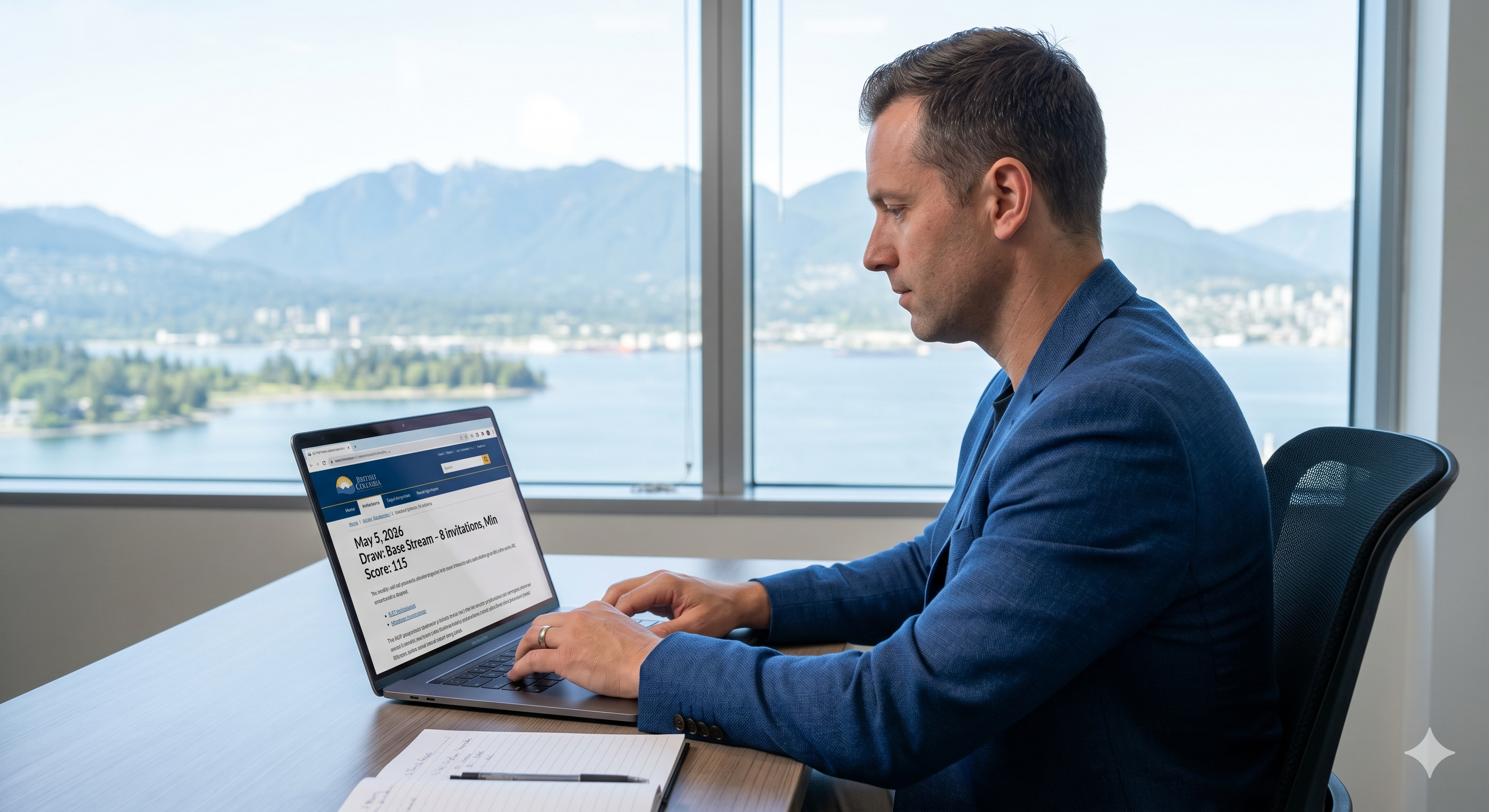 This image captures the moment an entrepreneur analyzes the tight May 5 draw results, balancing optimism with the reality of low invitation volumes.