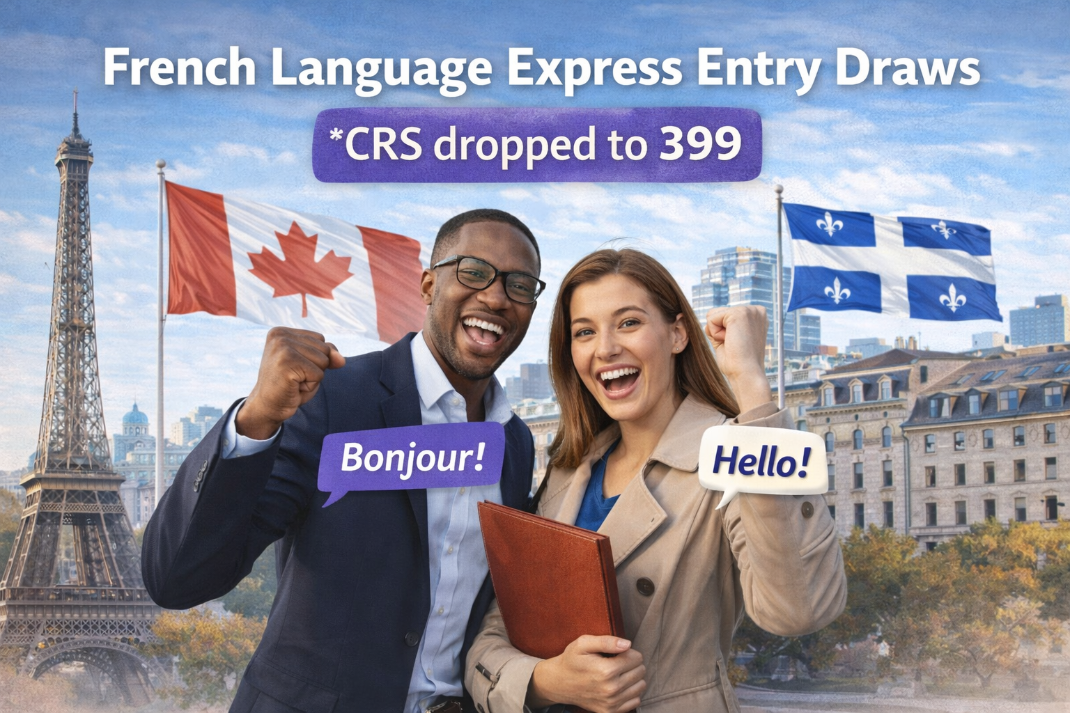 French language Express Entry category based draw December 2025 with CRS score dropping to 399