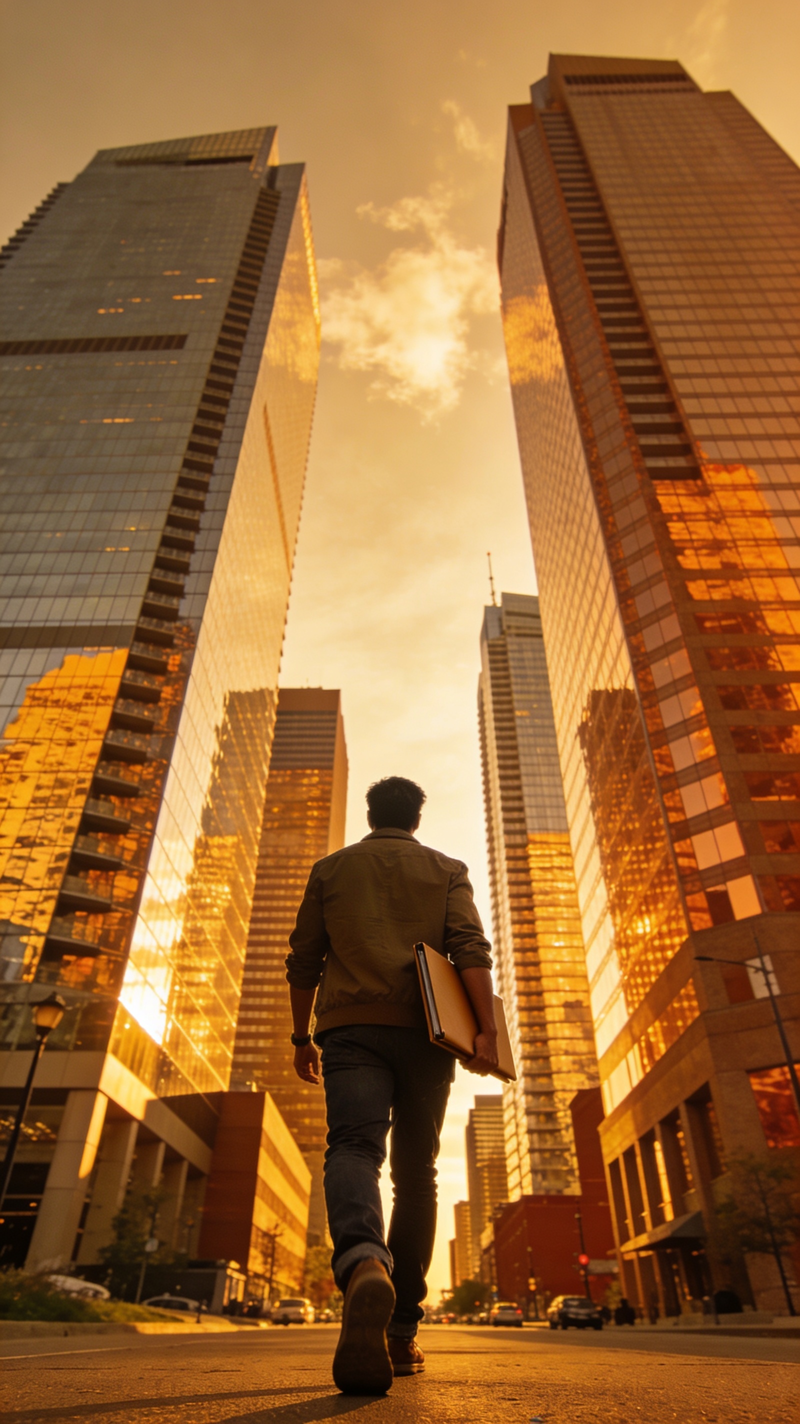Alberta immigration professional walking toward Calgary skyline at golden hour representing AAIP 2026 opportunity
