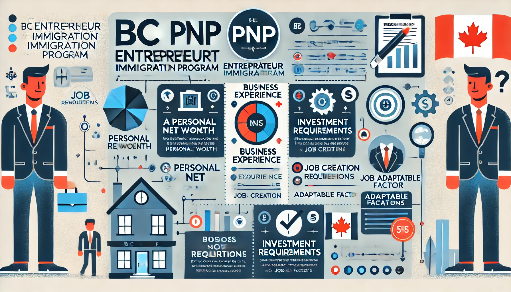 Infographic of BC PNP Entrepreneur Immigration requirements.