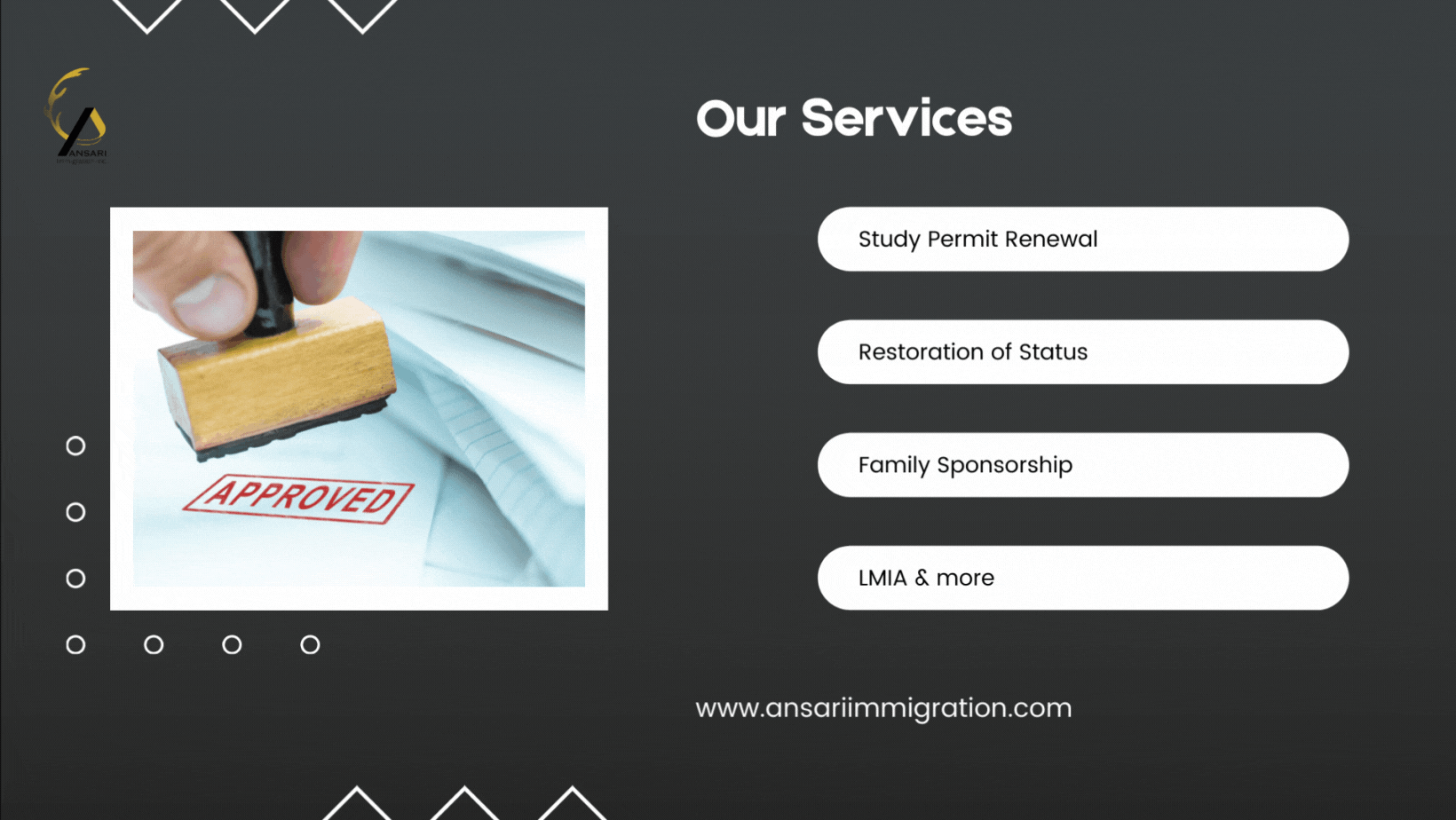 Picture listing Ansari Immigration services. At Ansari Immigration we work hard so that you dont have to.