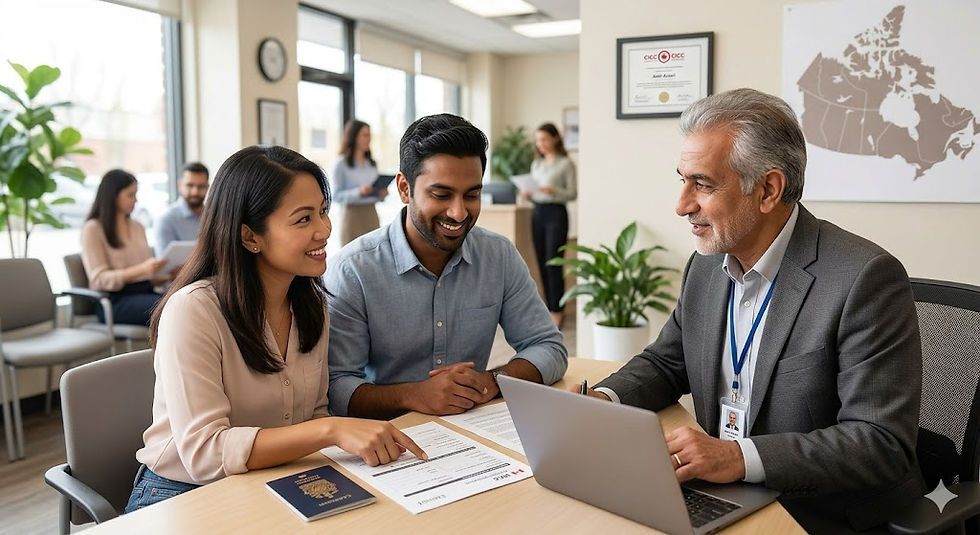 new immigrants getting information from an immigration consultant