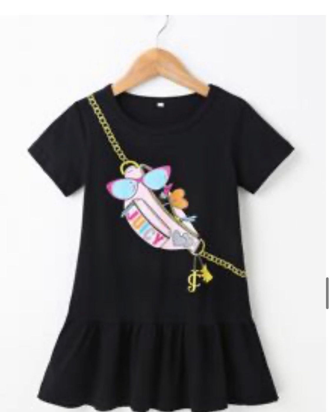 Black Waist Bag Graphic Dress