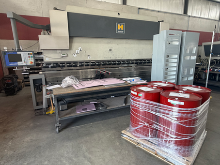 Haco Synchromaster 320 ton 16 foot press brake with a 4 axis backstop, Lazersafe safety system, and Easybend 2D Control