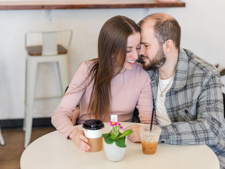 Jamie and Gal- Engagement Session- Idle Hour Coffee Roasters, Raleigh, NC
