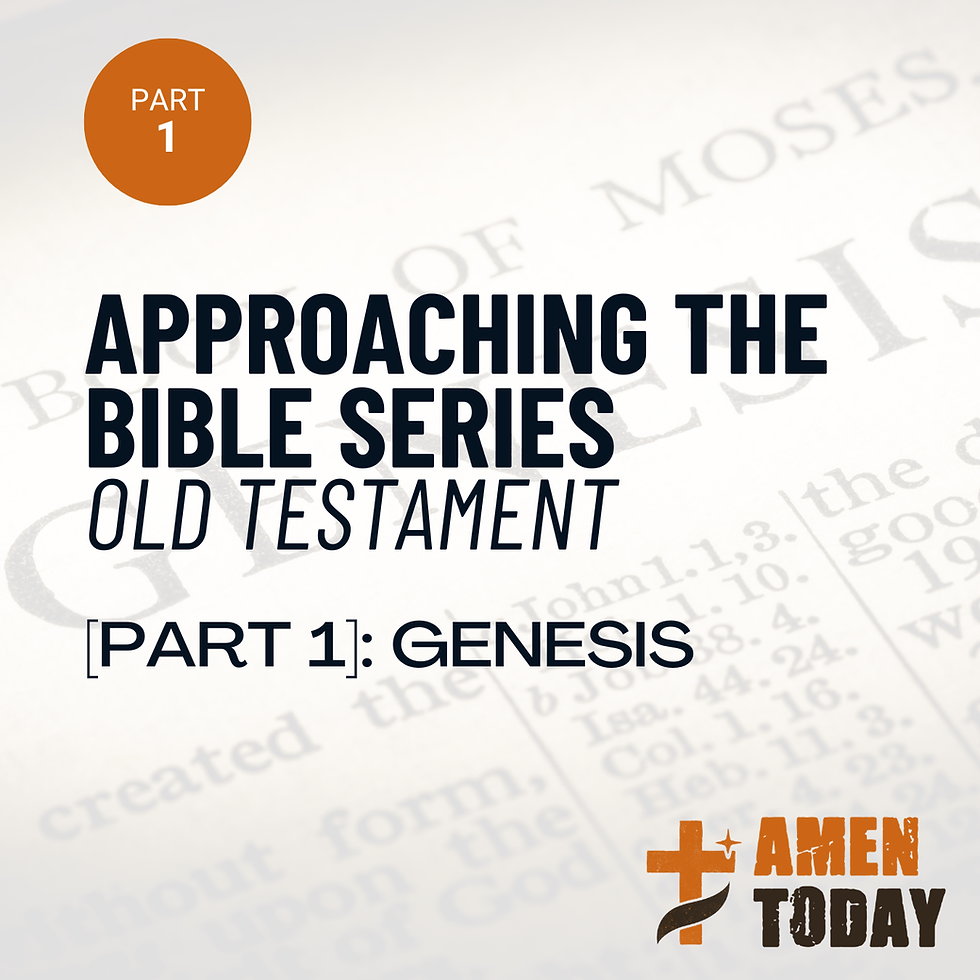 Open Bible displaying the Book of Genesis with soft golden lighting representing creation, faith, and the beginning of God’s story in Scripture.