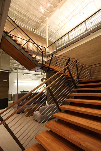  Precision-fabricated millwork balusters and stair rail, commercial building Colorado