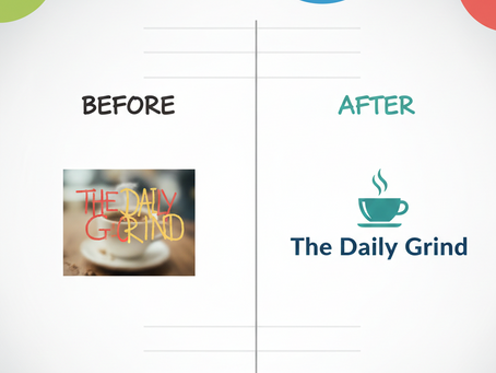 Infográfico colorido com os 5 erros destacados, ou exemplos visuais de “antes e depois” em design.