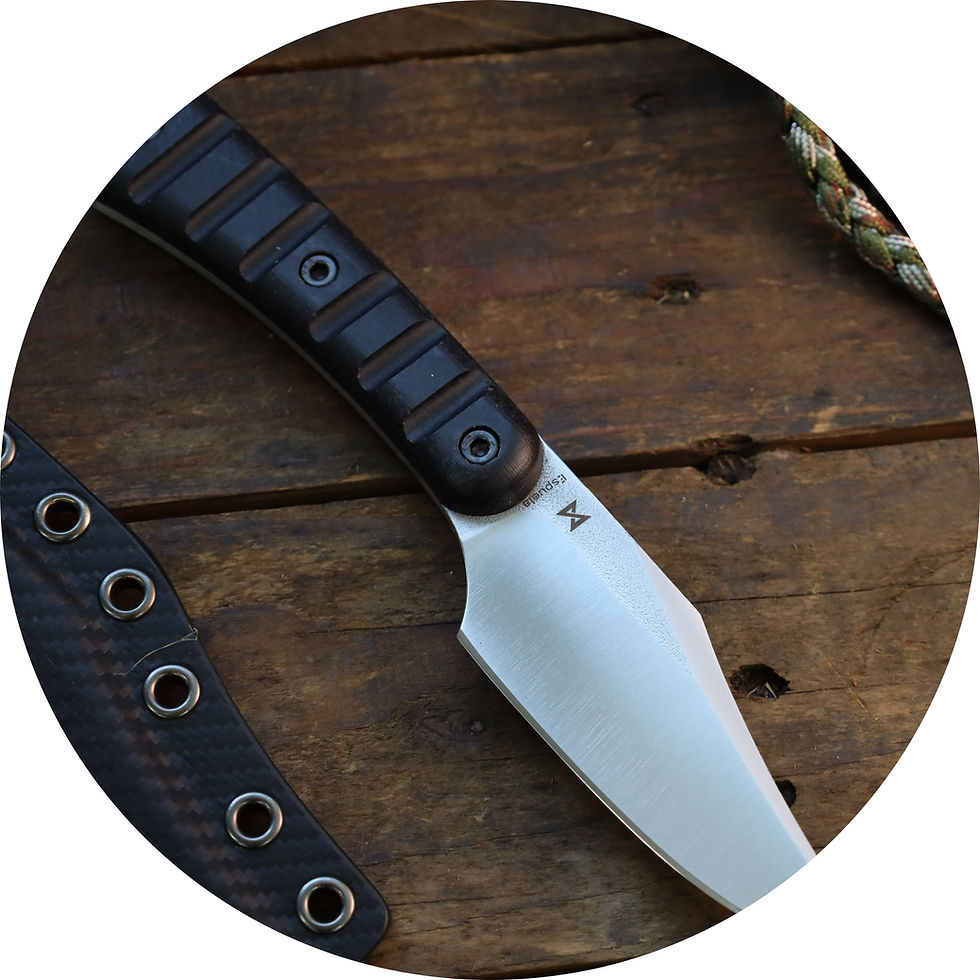 Miniature : Espuela(Bohler K329)/Satin/Black Burlap Micarta Grip /Carbon Fibe