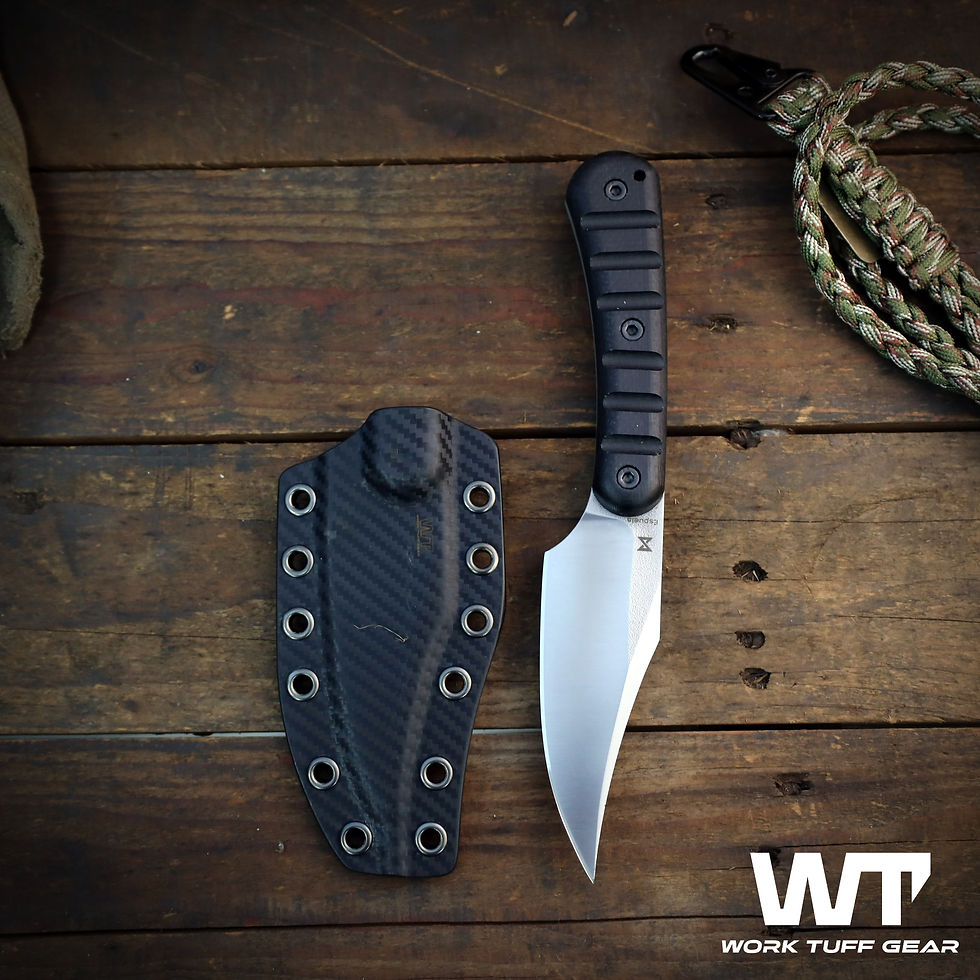 Miniature : Espuela(Bohler K329)/Satin/Black Burlap Micarta Grip /Carbon Fibe