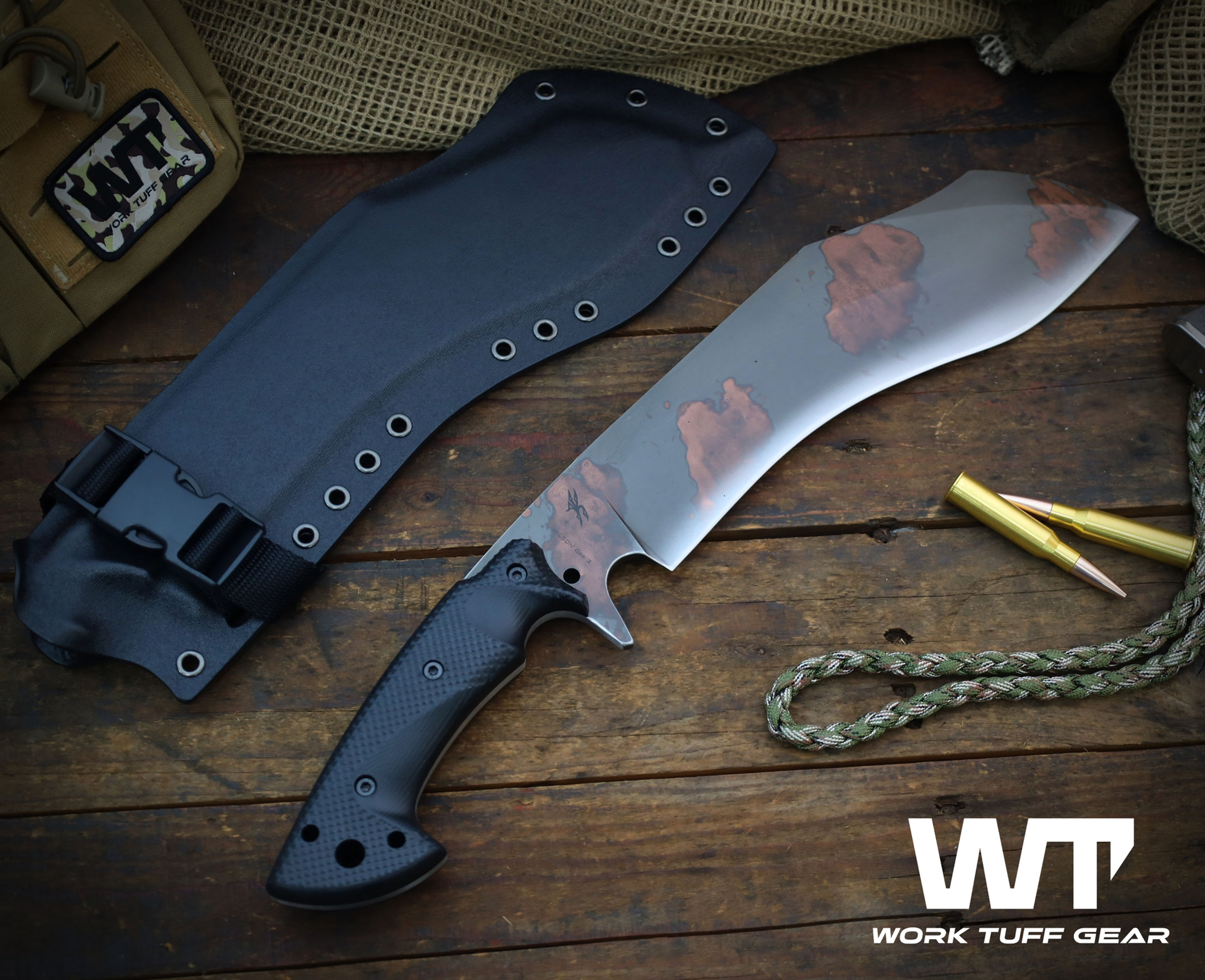 Wilson -K329-(Copper Battle Worn) /Black G10 Gator Grip/Black Kydex Sheath