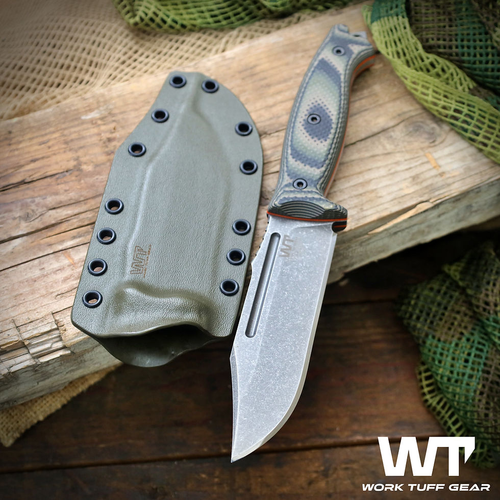 Asset-Gen 2 (K329)Dark Washed-Camo Gator Grip (orange liner)/ODG Kydex Sheath