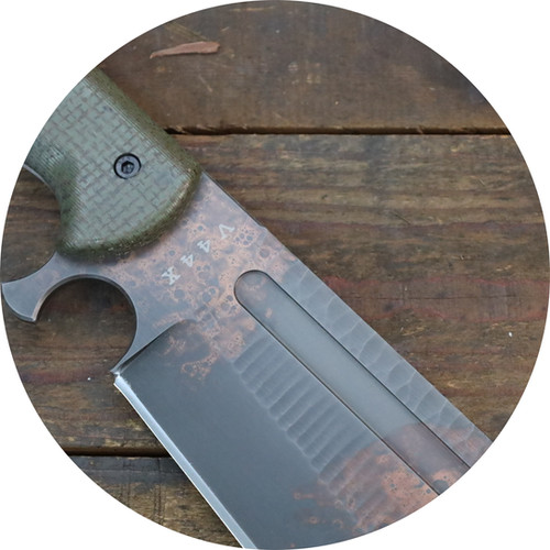 V44X (SK85)/Copper Washed/Rugged/ODG Burlap Micarta Grip/ODG Kydex
