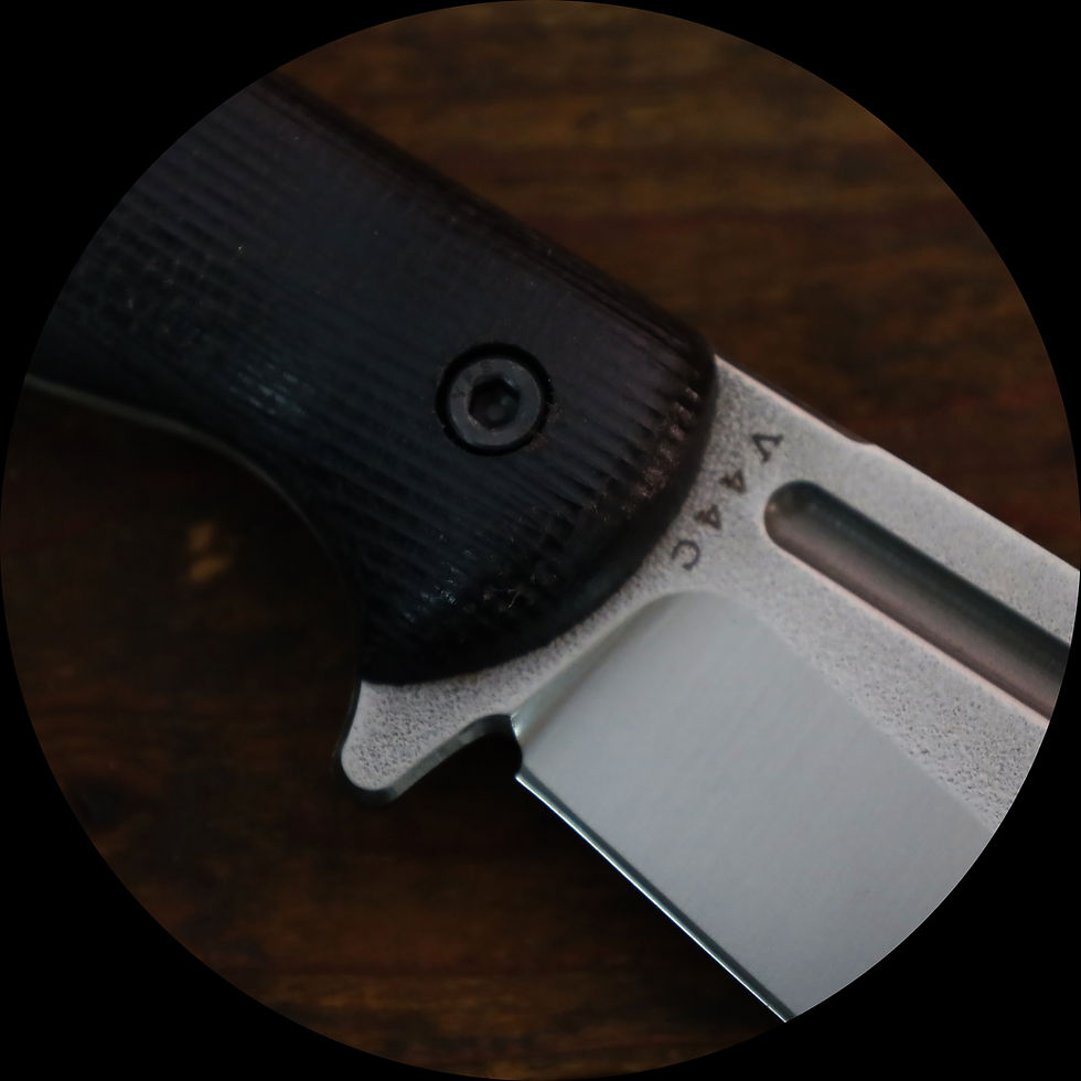 Miniature : V44C (Bohler K329)-Satin/Black Burlap Micarta Grip/Camouflage Sheath