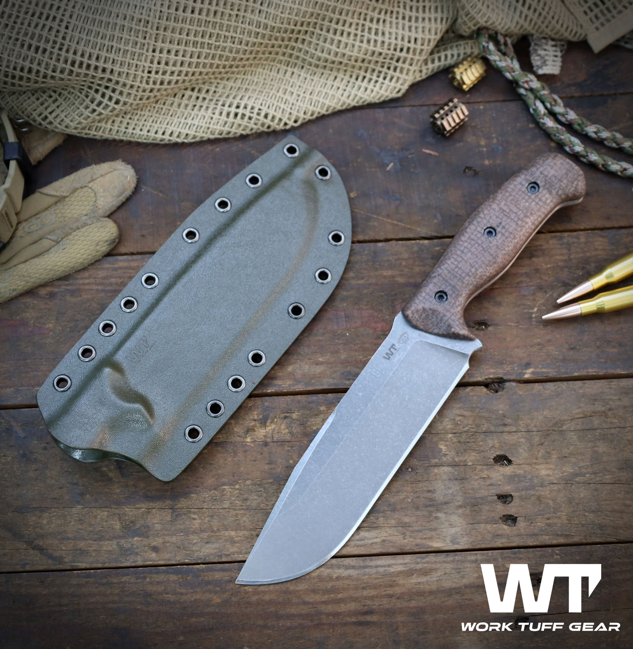 Wolverine Gen 2 (K329)/Dark Washed/Burlap Canvas Micarta Grip
