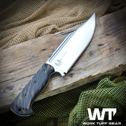 Ranger (K329)/Satin/Black Paper Micarta Grip (Tiger Stripes)/Black