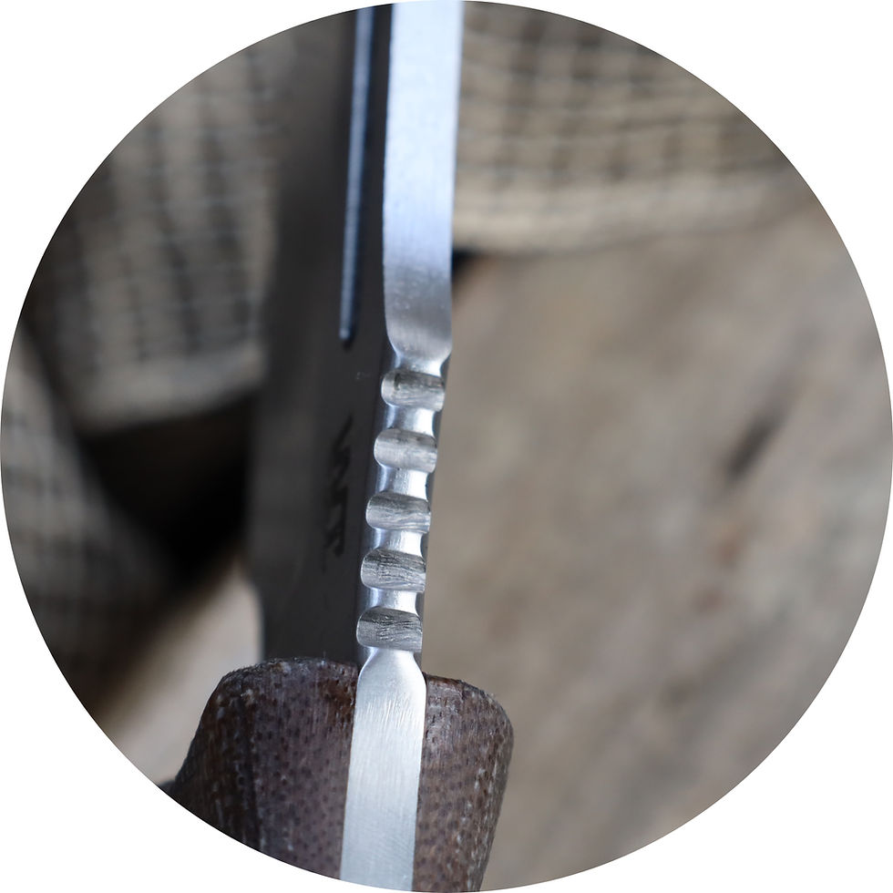Miniatura: Commander-(Bohler K329)-Dark Washed-Burlap canvas micarta