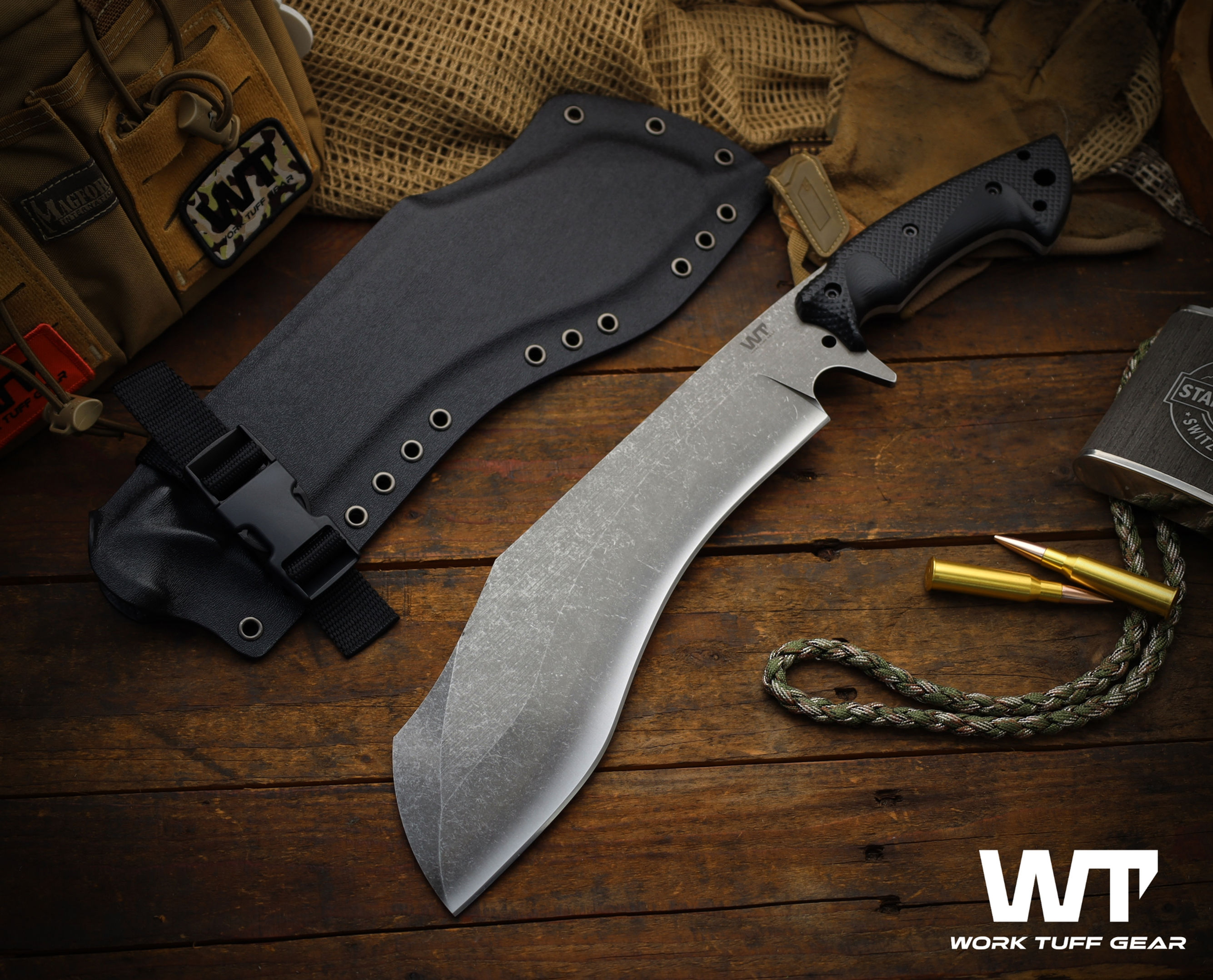 Wilson -K329-(Hamon style-Battle Worn) /Black Gator G10 Grip/Black Kydex Sheath