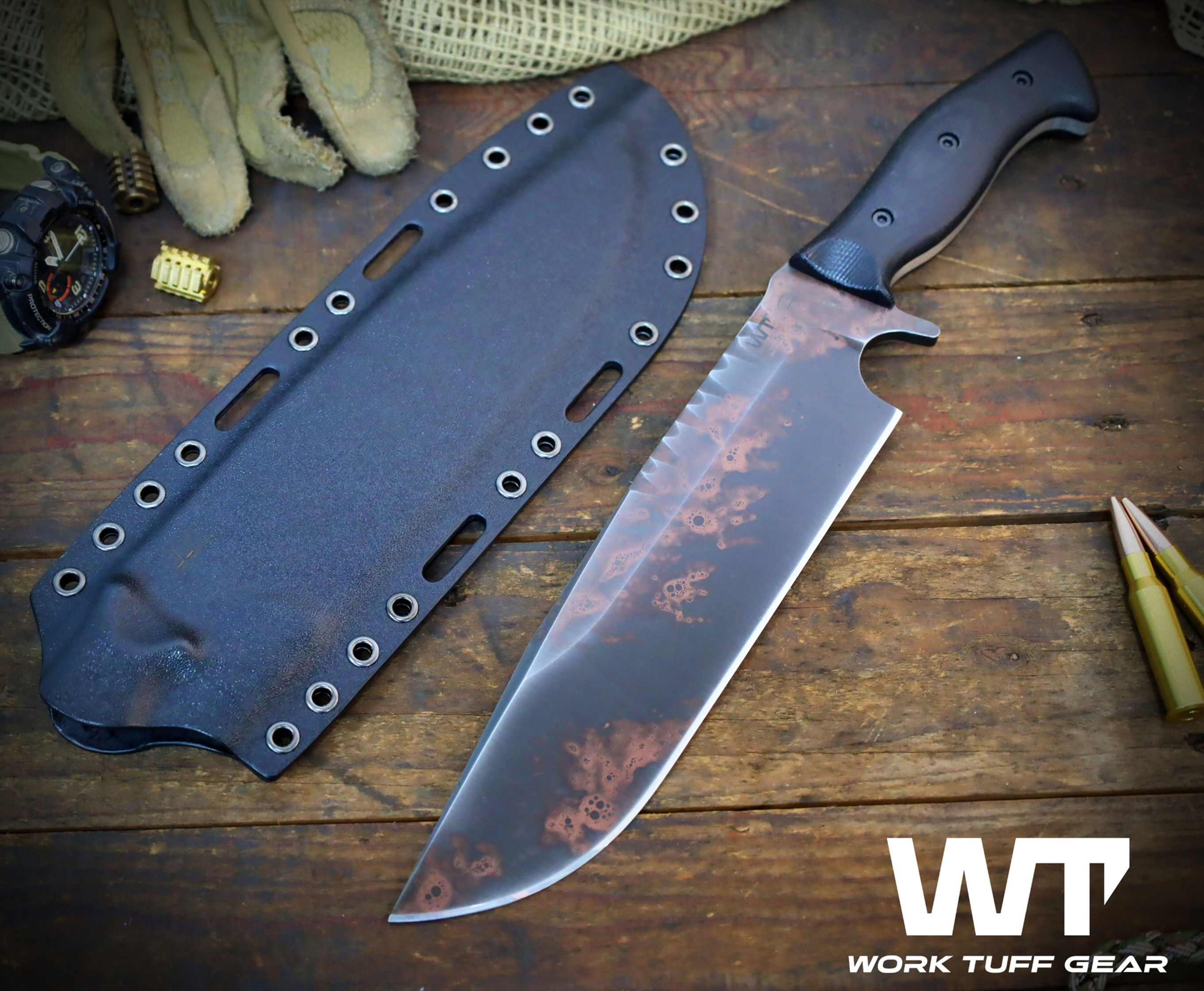Bear Claw Gen 2(SKS51)/Partial Rugged/Copper Washed/Black Burlap micarta Grip