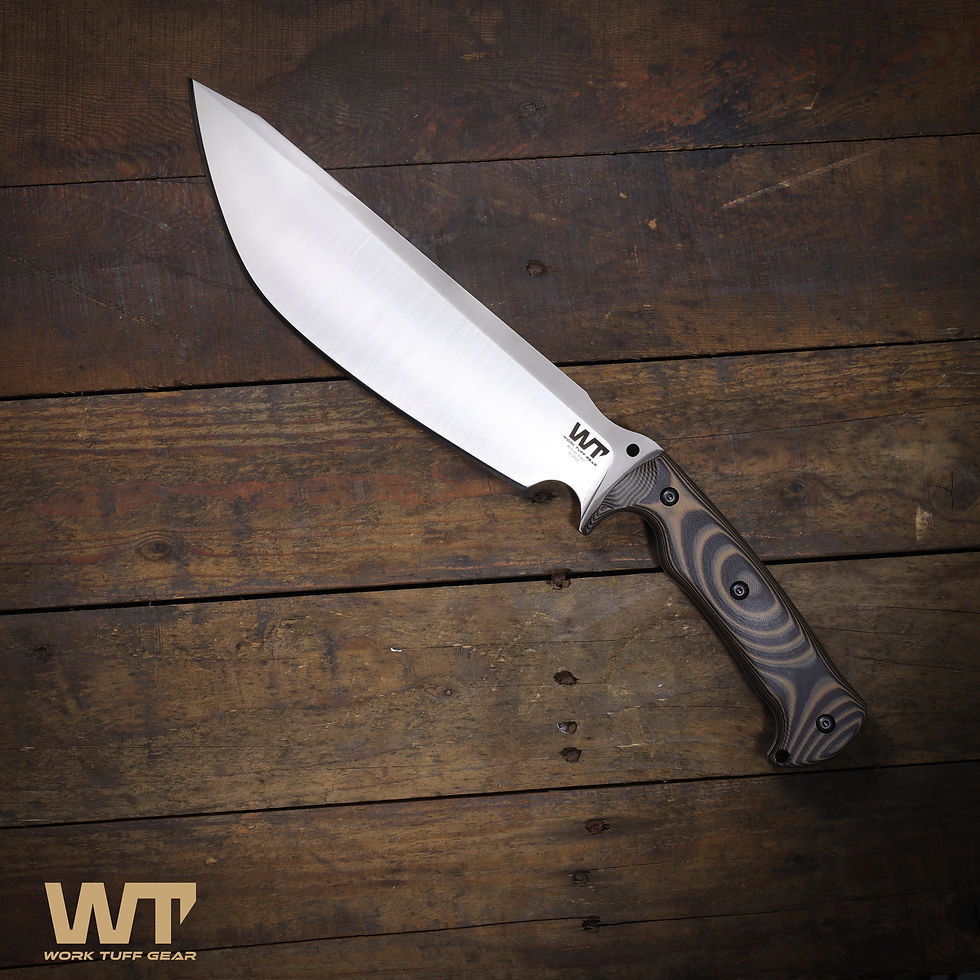 Thumbnail: Nomad Camp knife (K340)-Black& Brown G10