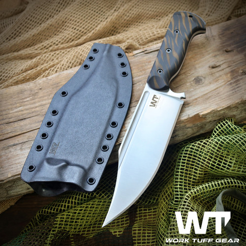 Ranger (K329)/Satin/Black Paper Micarta Grip (Tiger Stripes)/Black