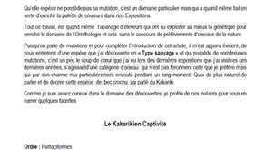 LES MUTATIONS DU KAKARIKI