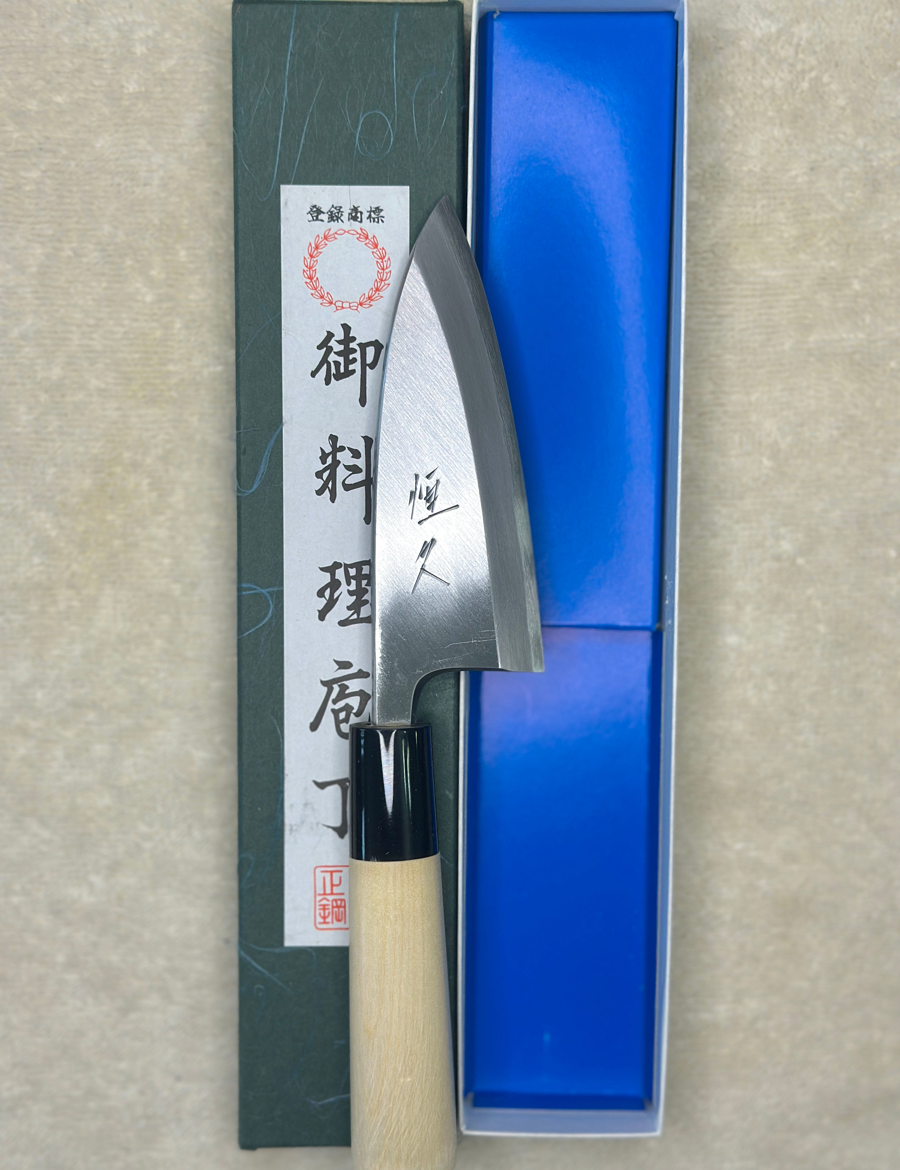Tsunehisa Deba Migaki Shirogami Steel Buffalo Horn and Ho Wood 105mm
