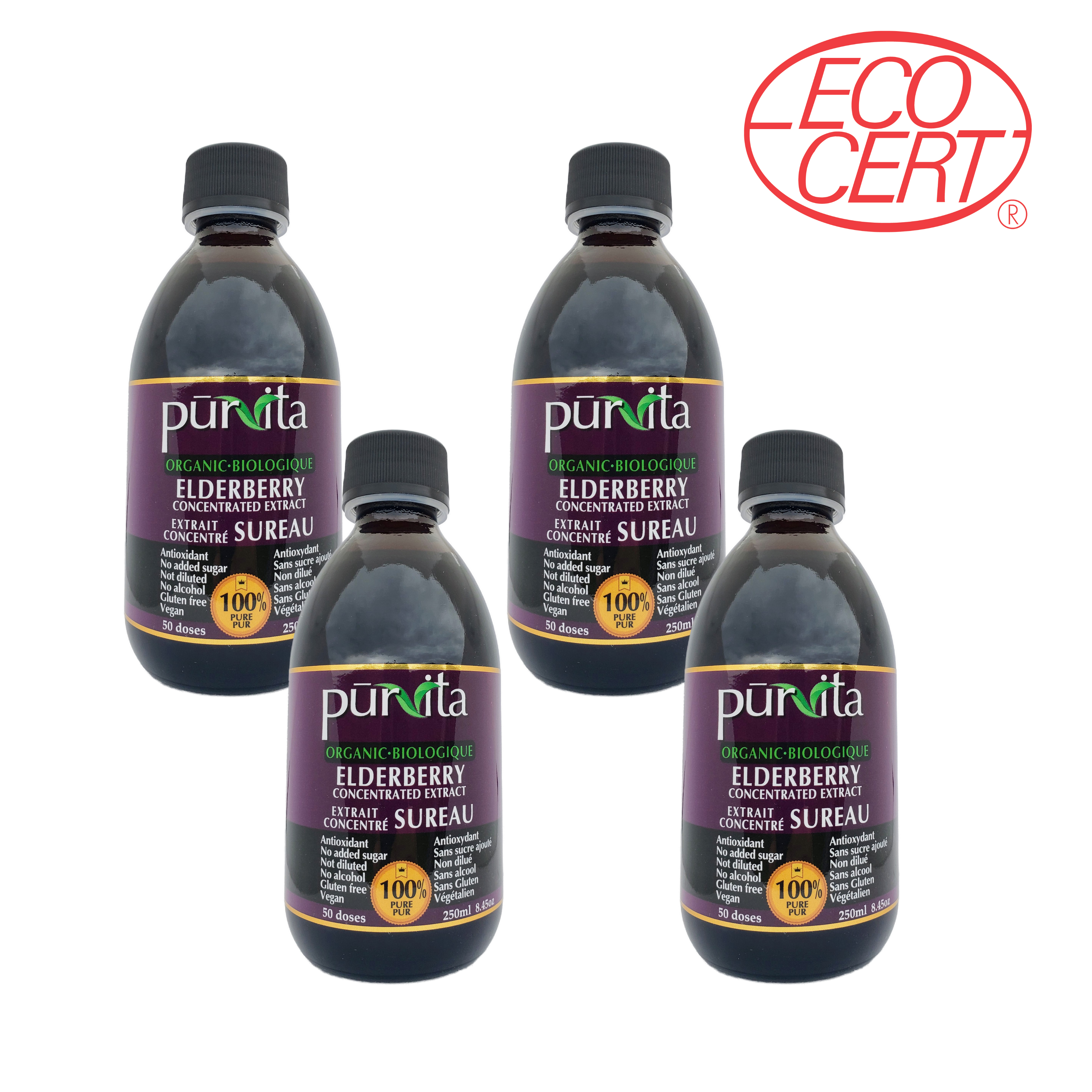 ORGANIC Elderberry Concentrate Extract 250ml 4 pack