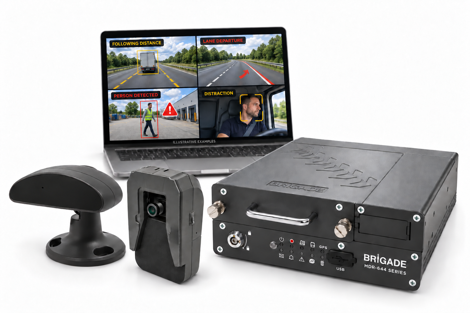 Illustrative MDR system with DMS/ADAS events and person detection from a compatible HFR camera