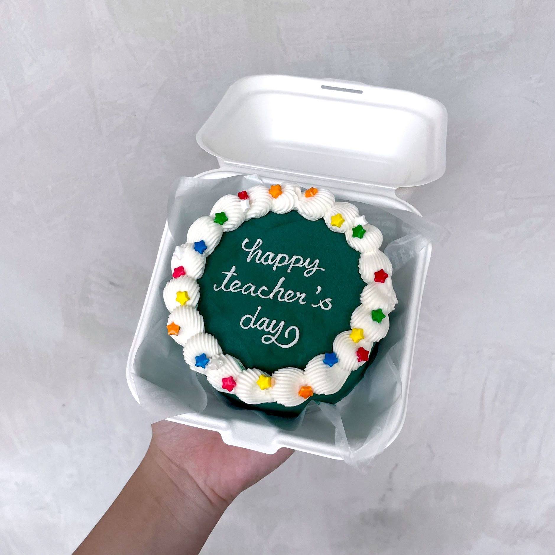 Chalkboard themed bento cake