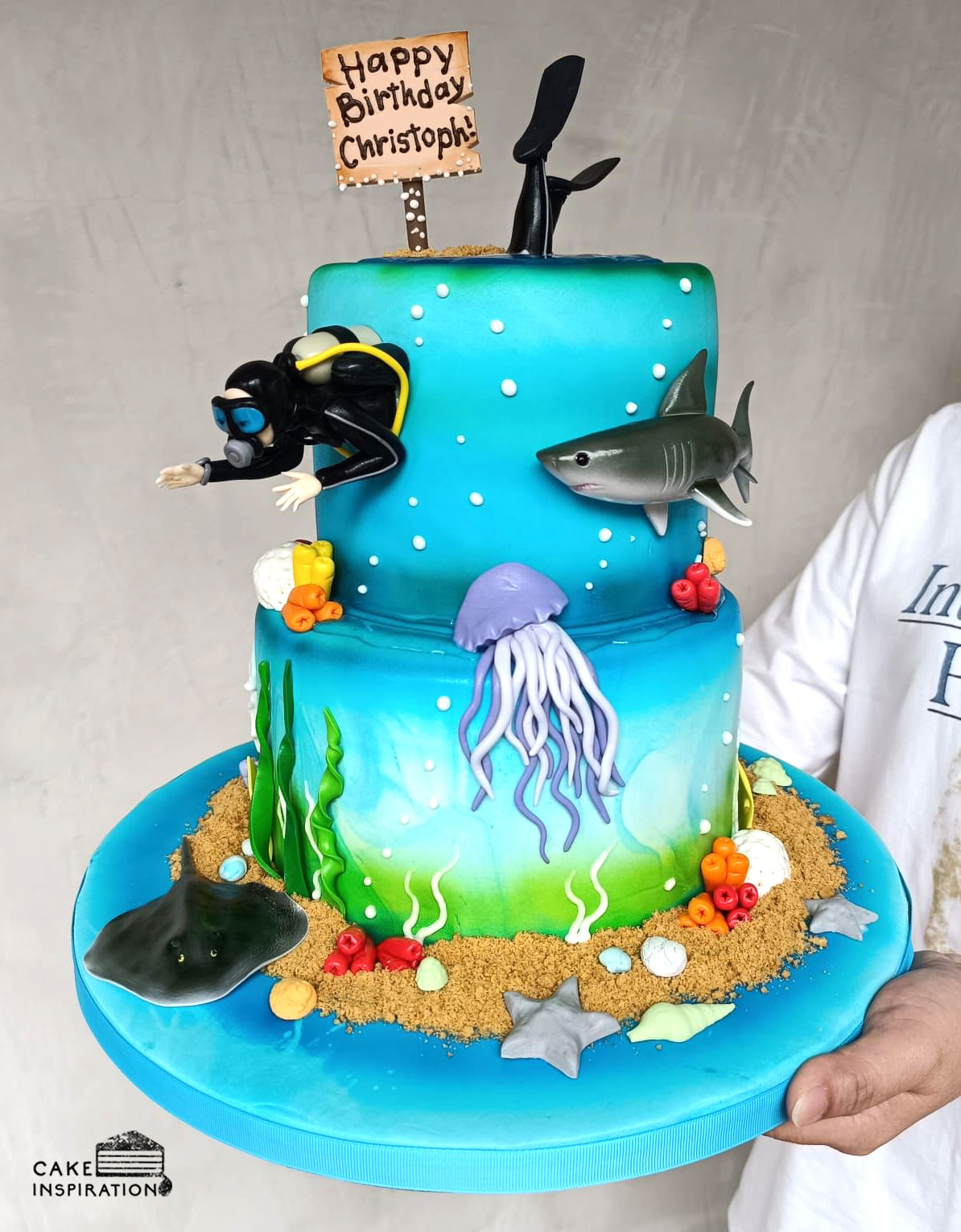 Scuba Diver Underwater Theme Customized Cake