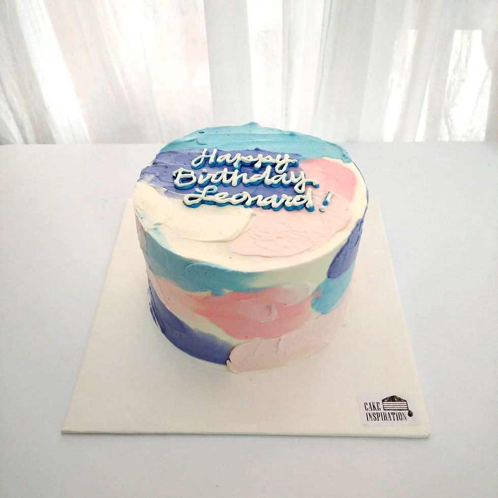 Thumbnail: Watercolor Style - Purple & Teal Brush Strokes Birthday Cake ( W08 )