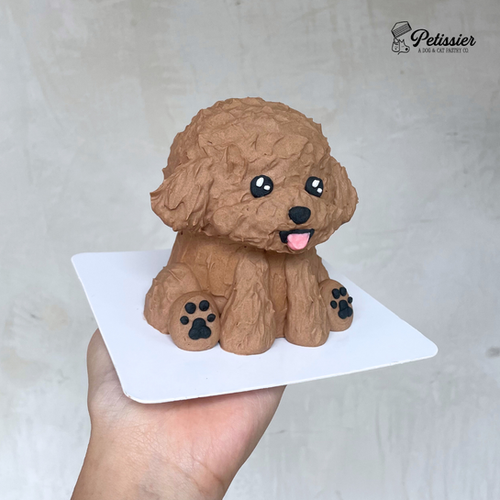 3D brown Poodle cake Petissier SG