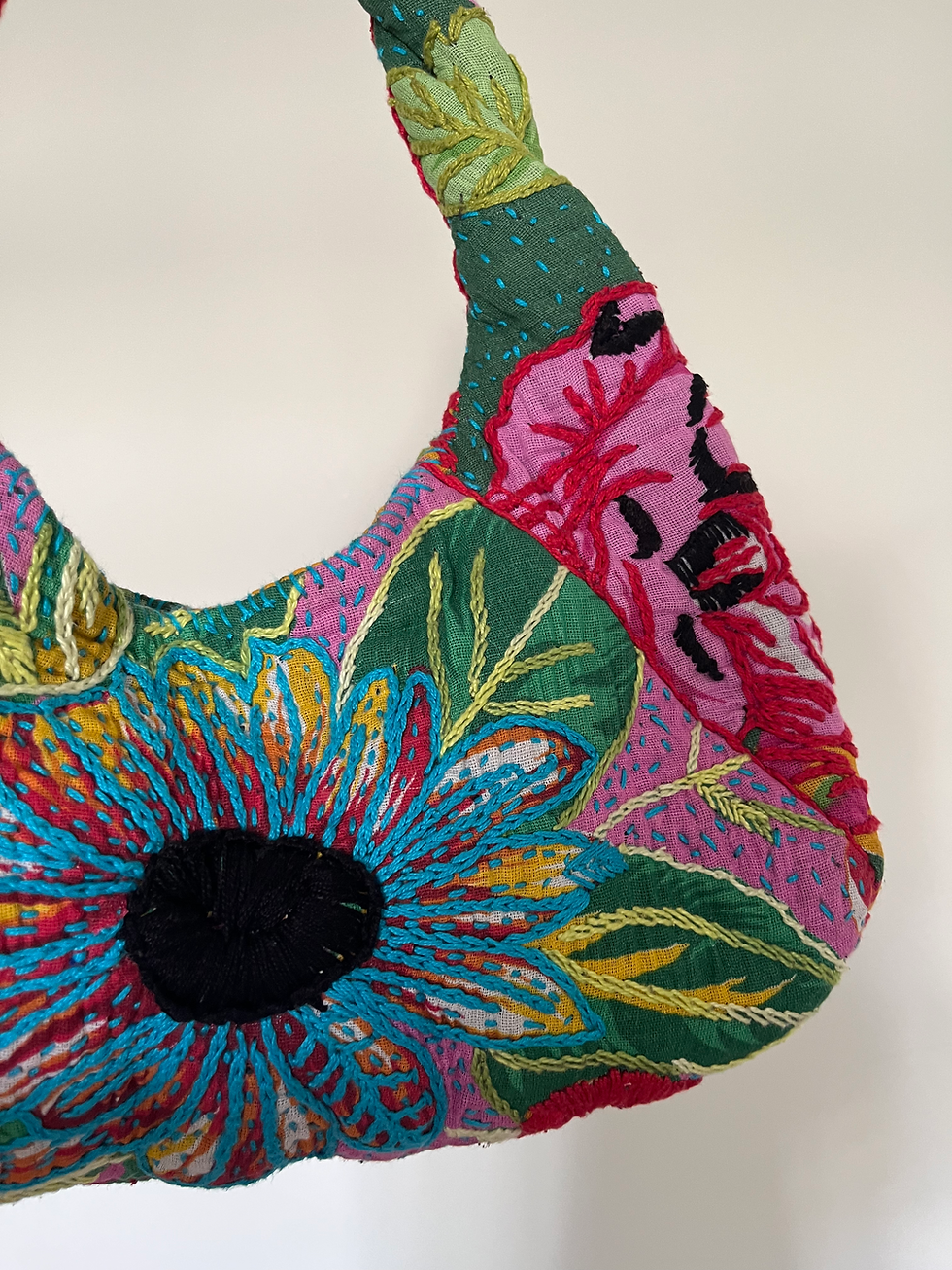 Miniatura: Bolsa Maria da Purificação chita verde/rosa- Chitarte