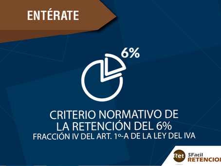 CRITERIO NORMATIVO DE LA RETENCIÓN DEL 6% FRACCIÓN IV DEL ART. 1º-A DE LA LEY DEL IVA