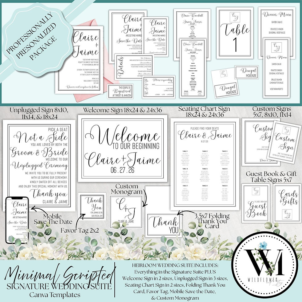 Heirloom Suite packages included everything you need for a completely coordinated wedding experience