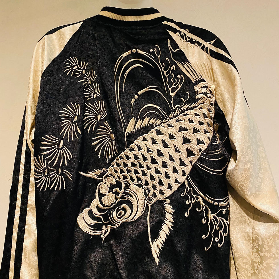 【美麗な総刺繍】昇鯉と竜のスカジャン