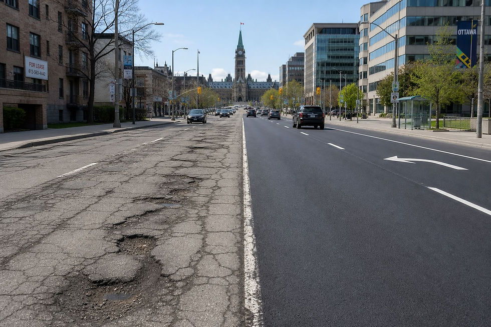 Pavement surface and potholes