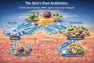 Skin and skin microbiome and their antimicrobial defense against pathogens