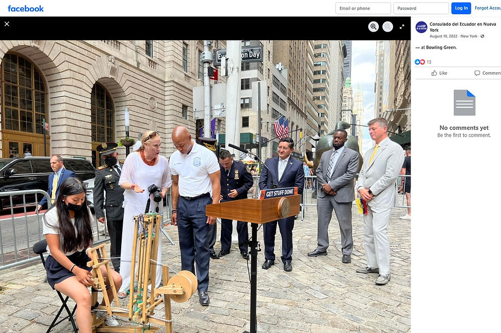 Gráfica publicada en la cuenta de Facebook del Consulado General de Ecuador en Nueva York, sobre el PRIMER izamiento de la bandera de Ecuador en agosto de 2022.