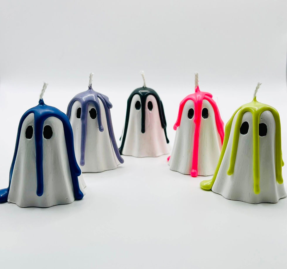 Skeggy Spirits colorful dripping ghost candles